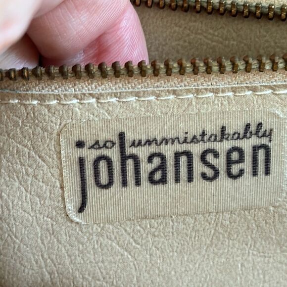 Vintage Johansen taupe, gold, pink & yellow swirl pattern arm bag - Picture 6 of 10